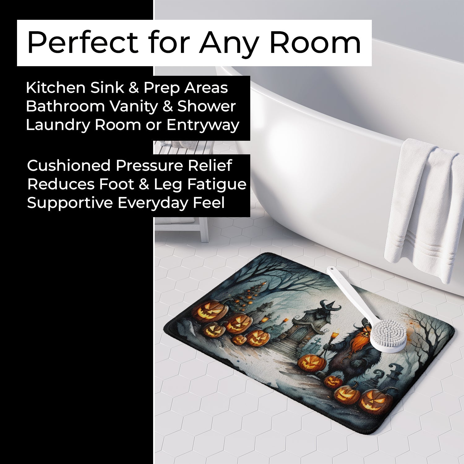 Krampus The Christmas Demon Spooky Halloween Memory Foam Kitchen Mat Machine Washable Anti-Fatigue Cushion Comfort Bath or Kitchen Rug