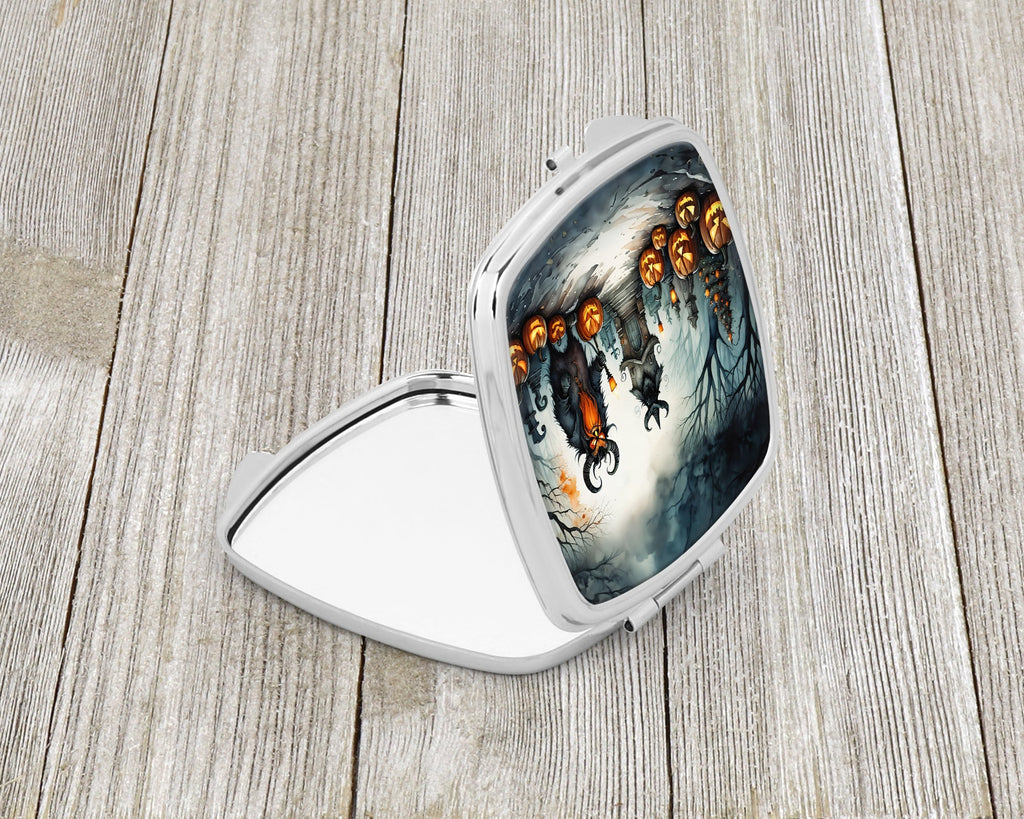 Krampus The Christmas Demon Spooky Halloween Compact Mirror Decorative Travel Makeup Mirror for Women Girls Gifts Pocket Makeup Mirror Folding Handheld