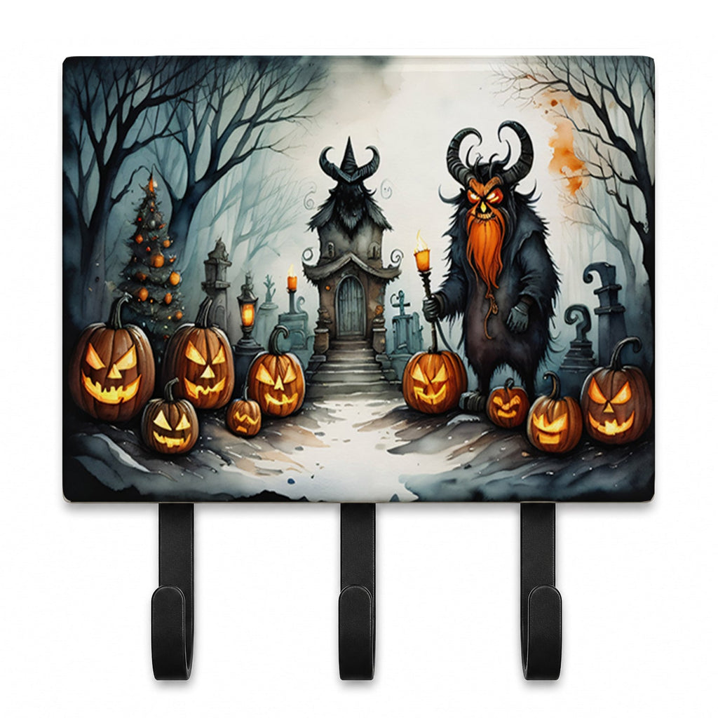 Krampus The Christmas Demon Spooky Halloween Leash or Key Holder Wall Hooks, Coat Rack Wall Mount, for Hanging Keys, Towels, Aprons, Leashes