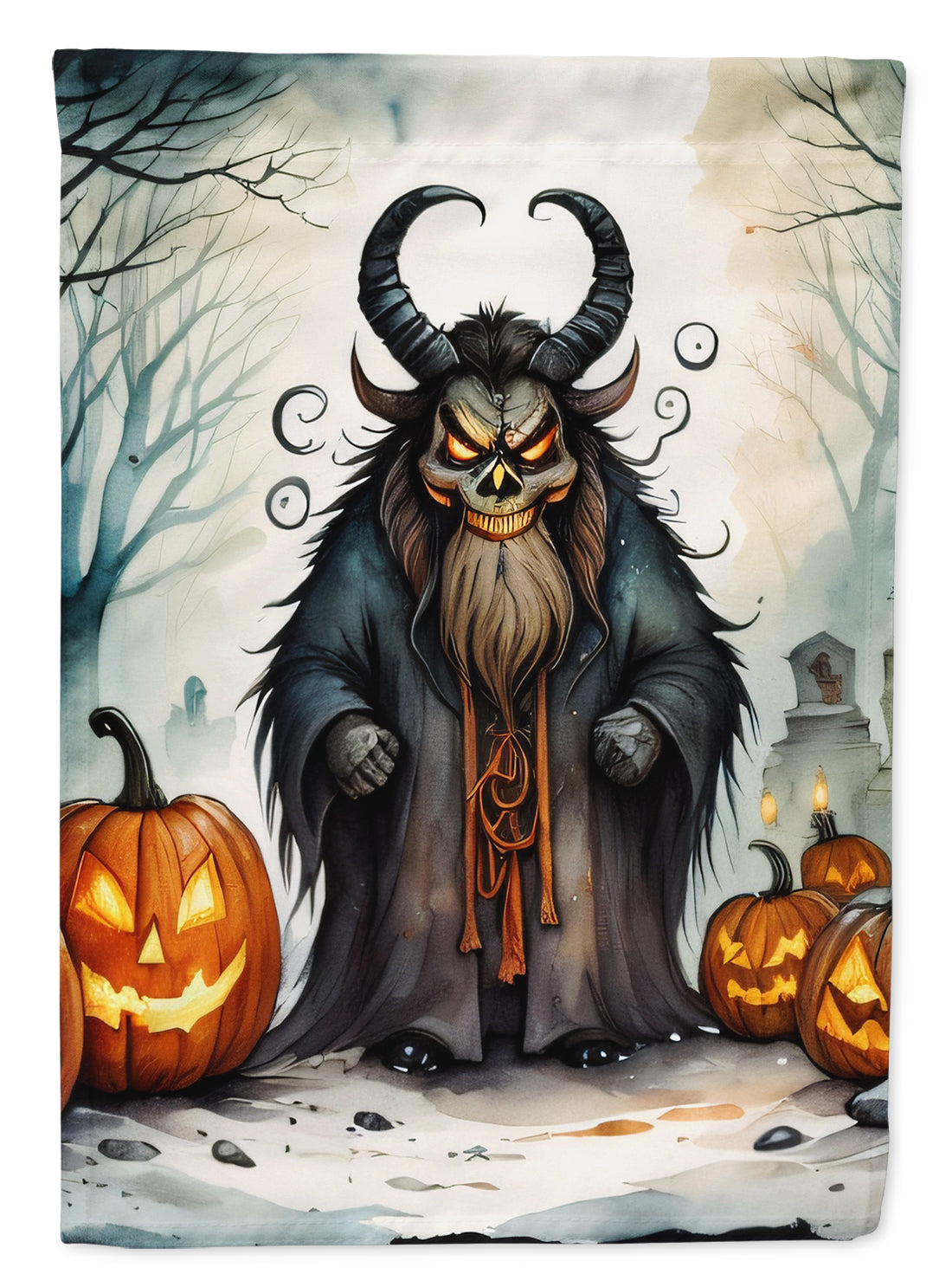Krampus The Christmas Demon Spooky Halloween House Flag 28x40 Porch Sleeve Pole Decorative Outside Yard Banner Artwork Wall Hanging, Polyester