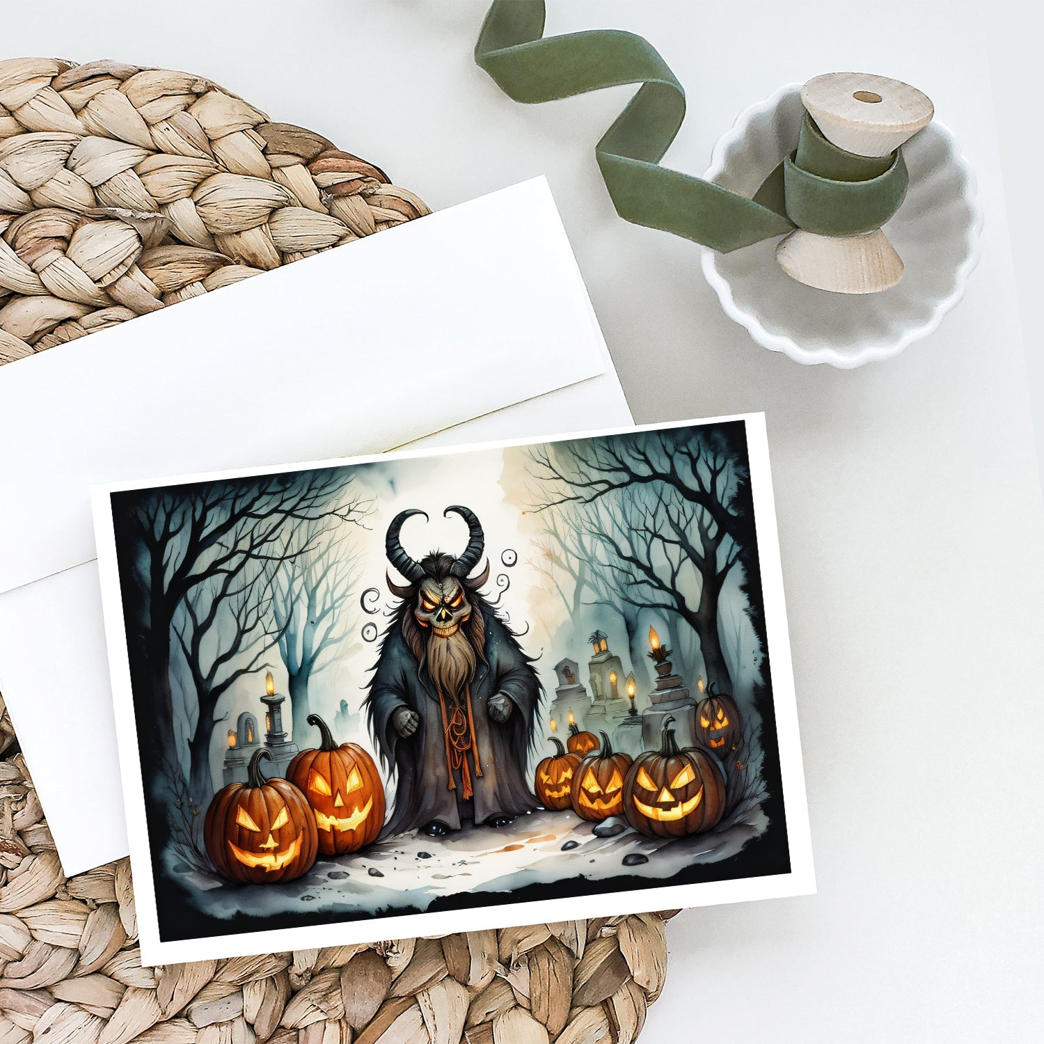 Krampus The Christmas Demon Spooky Halloween Greeting Cards Pack of 8 Blank Cards with Envelopes Whimsical A7 Size 5x7