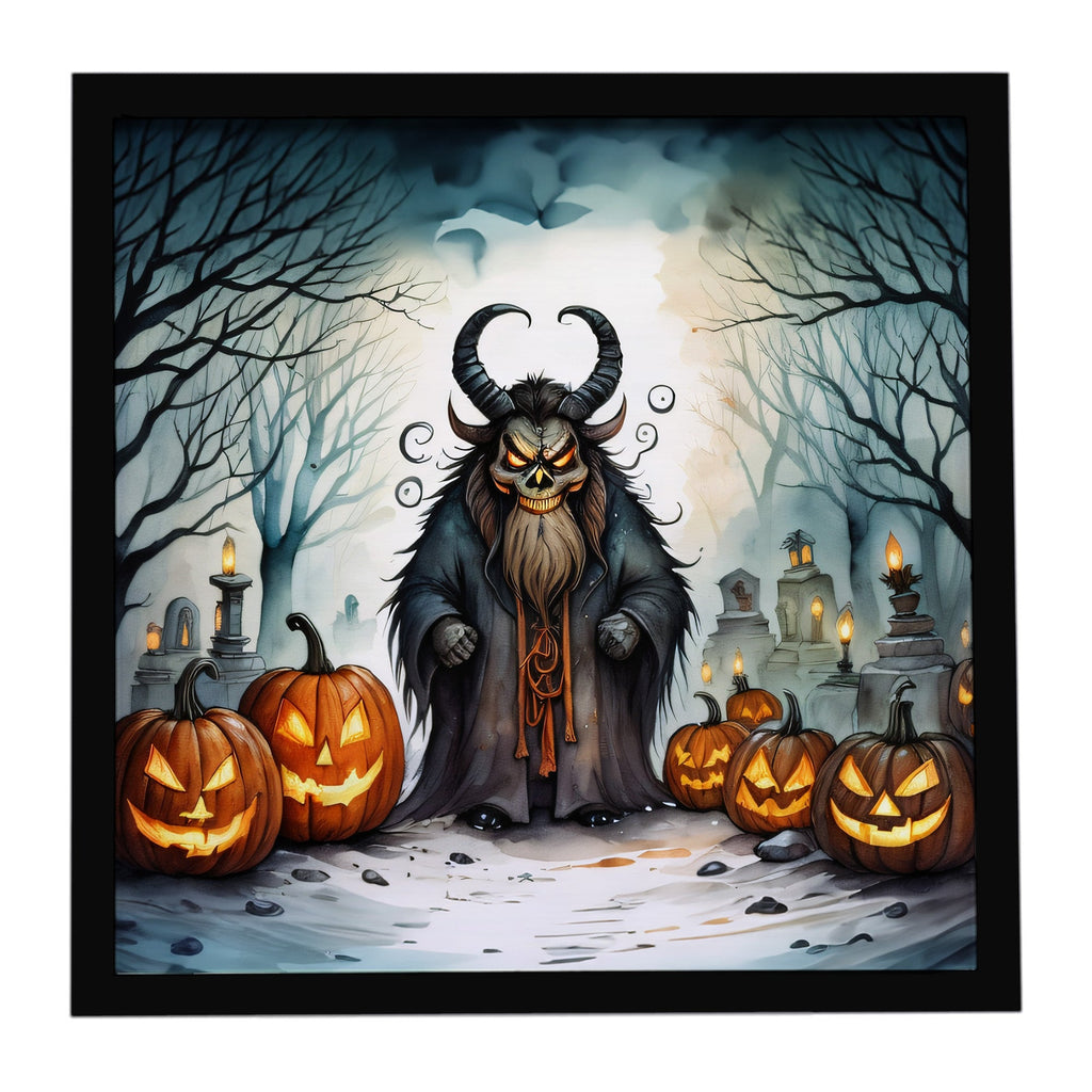 Krampus The Christmas Demon Spooky Halloween Framed Metal Print Bathroom, Kitchen, Office, Home Decor Wall Art Ready to Hang, Square, 8X8