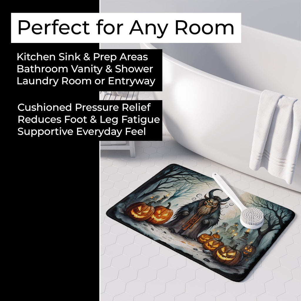 Krampus The Christmas Demon Spooky Halloween Memory Foam Kitchen Mat Machine Washable Anti-Fatigue Cushion Comfort Bath or Kitchen Rug