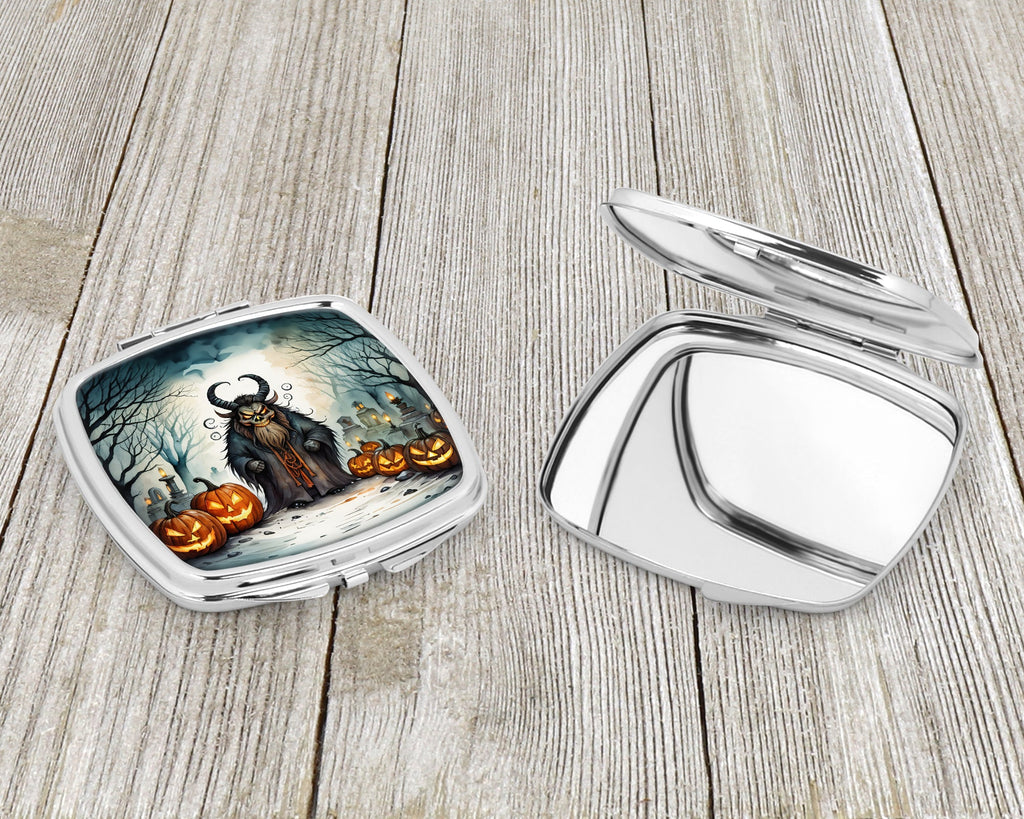 Krampus The Christmas Demon Spooky Halloween Compact Mirror Decorative Travel Makeup Mirror for Women Girls Gifts Pocket Makeup Mirror Folding Handheld