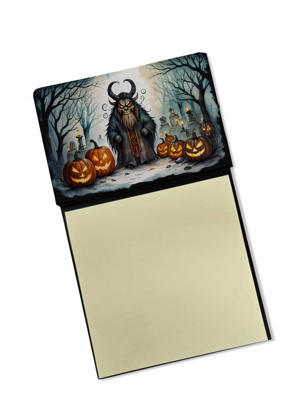 Krampus The Christmas Demon Spooky Halloween Watercolor Sticky Note Holder Refillable Dispenser Desk Accessory 3x3 Pad Gift