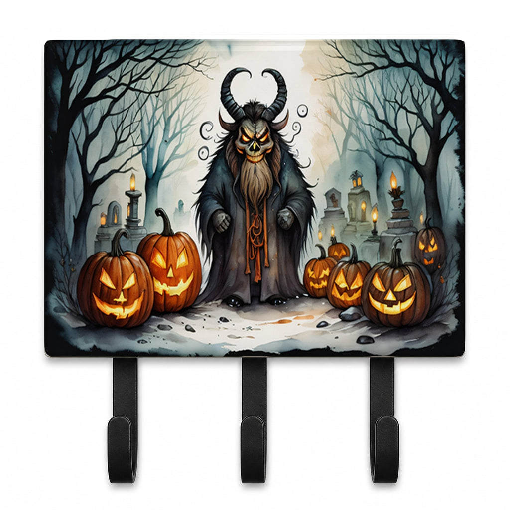 Krampus The Christmas Demon Spooky Halloween Leash or Key Holder Wall Hooks, Coat Rack Wall Mount, for Hanging Keys, Towels, Aprons, Leashes