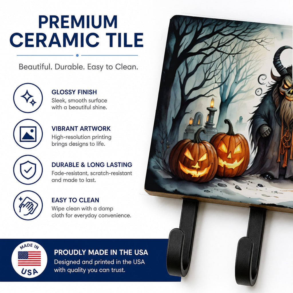 Krampus The Christmas Demon Spooky Halloween Leash or Key Holder Wall Hooks, Coat Rack Wall Mount, for Hanging Keys, Towels, Aprons, Leashes
