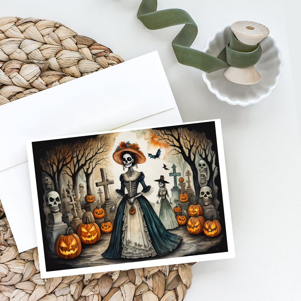 La Catrina Skeleton Spooky Halloween Greeting Cards Pack of 8 Blank Cards with Envelopes Whimsical A7 Size 5x7