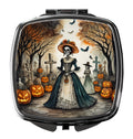 La Catrina Skeleton Spooky Halloween Compact Mirror Decorative Travel Makeup Mirror for Women Girls Gifts Pocket Makeup Mirror Folding Handheld