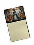 La Catrina Skeleton Spooky Halloween Watercolor Sticky Note Holder Refillable Dispenser Desk Accessory 3x3 Pad Gift