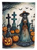 La Catrina Skeleton Spooky Halloween House Flag 28x40 Porch Sleeve Pole Decorative Outside Yard Banner Artwork Wall Hanging, Polyester