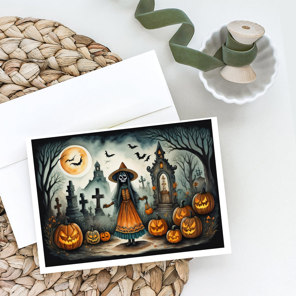La Llorona Skeleton Spooky Halloween Greeting Cards Pack of 8 Blank Cards with Envelopes Whimsical A7 Size 5x7