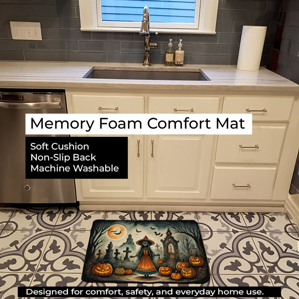 La Llorona Skeleton Spooky Halloween Memory Foam Kitchen Mat Machine Washable Anti-Fatigue Cushion Comfort Bath or Kitchen Rug