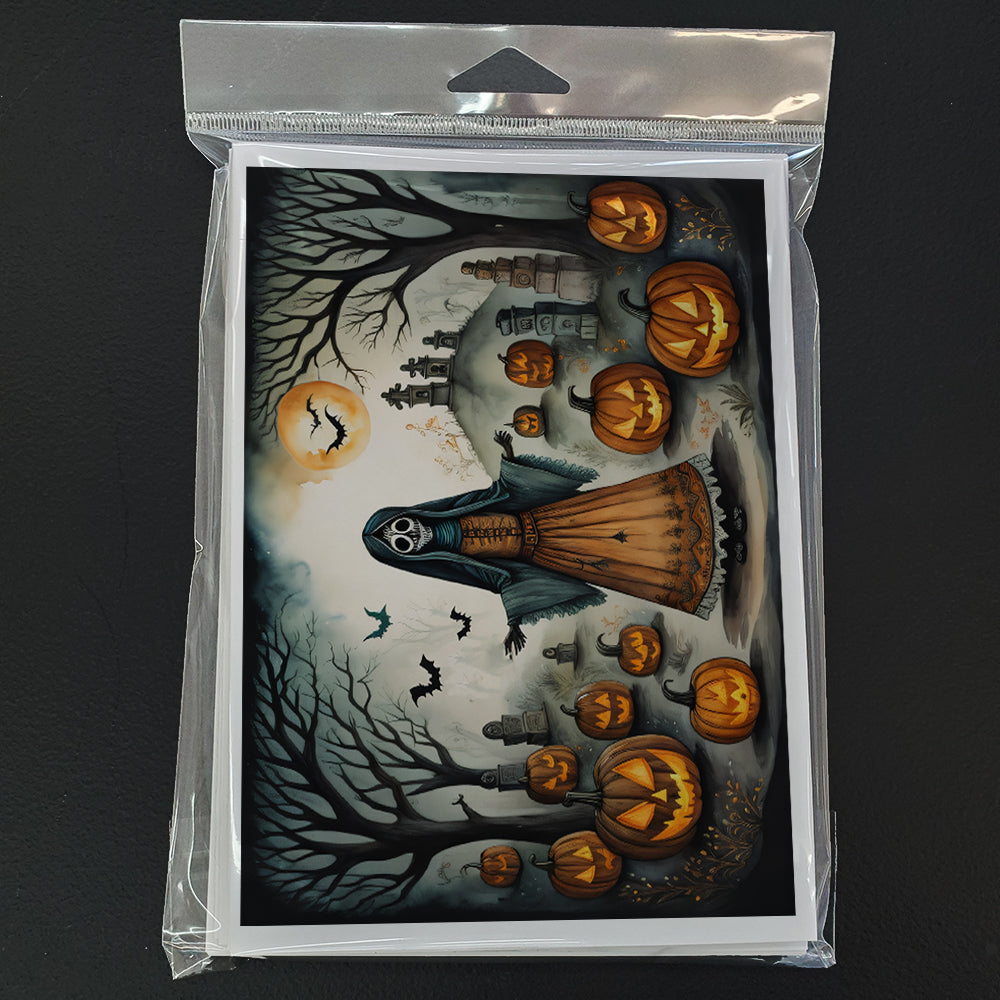 La Llorona Skeleton Spooky Halloween Greeting Cards Pack of 8 Blank Cards with Envelopes Whimsical A7 Size 5x7