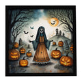 La Llorona Skeleton Spooky Halloween Framed Metal Print Bathroom, Kitchen, Office, Home Decor Wall Art Ready to Hang, Square, 8X8