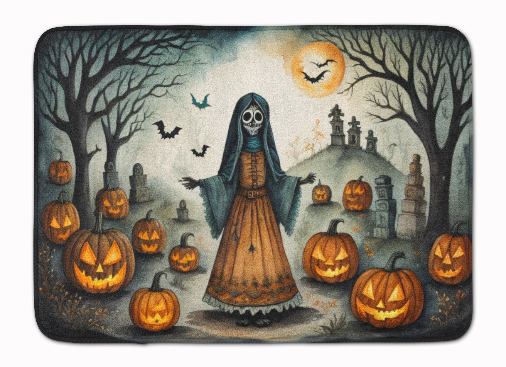 La Llorona Skeleton Spooky Halloween Memory Foam Kitchen Mat Machine Washable Anti-Fatigue Cushion Comfort Bath or Kitchen Rug