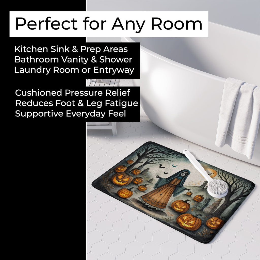 La Llorona Skeleton Spooky Halloween Memory Foam Kitchen Mat Machine Washable Anti-Fatigue Cushion Comfort Bath or Kitchen Rug