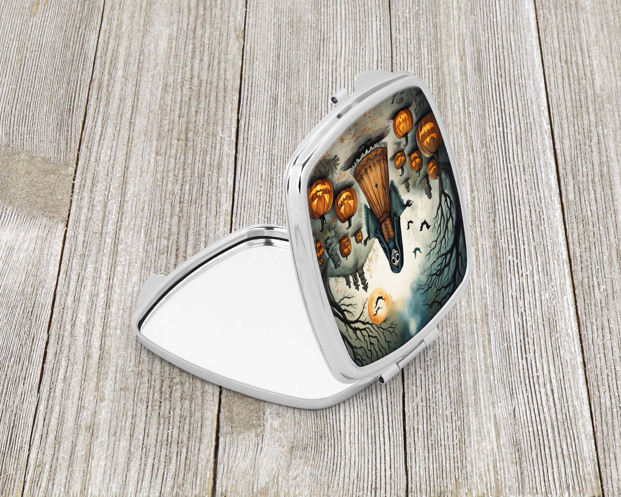 La Llorona Skeleton Spooky Halloween Compact Mirror Decorative Travel Makeup Mirror for Women Girls Gifts Pocket Makeup Mirror Folding Handheld