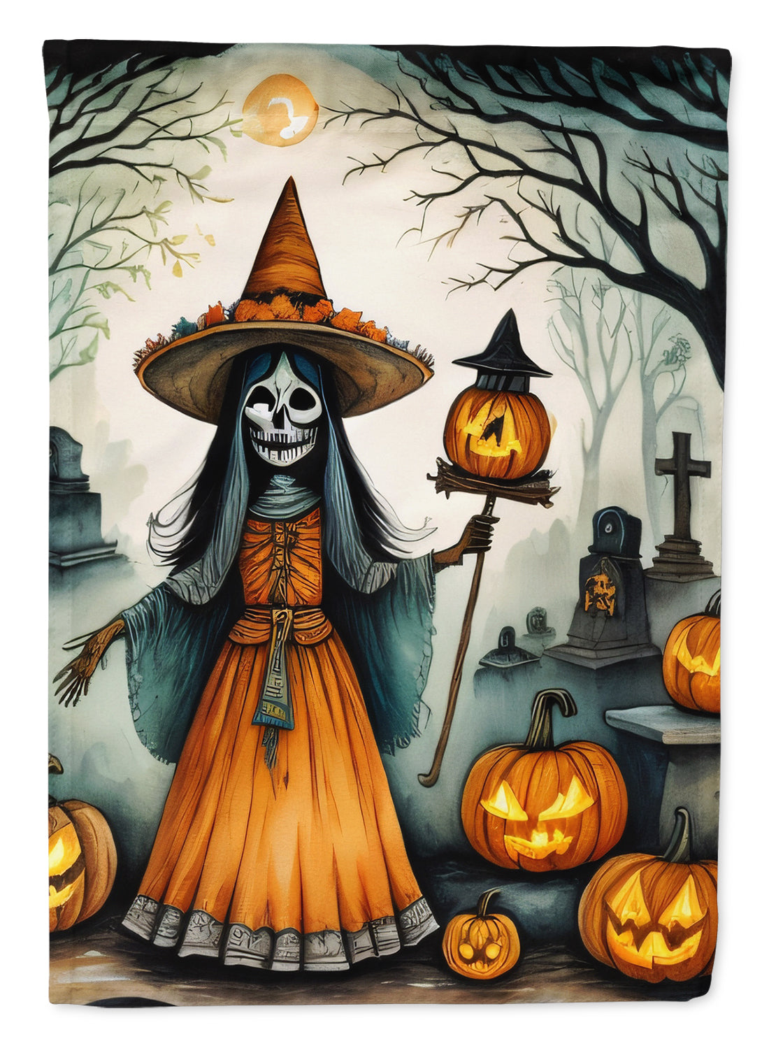La Llorona Skeleton Spooky Halloween House Flag 28x40 Porch Sleeve Pole Decorative Outside Yard Banner Artwork Wall Hanging, Polyester