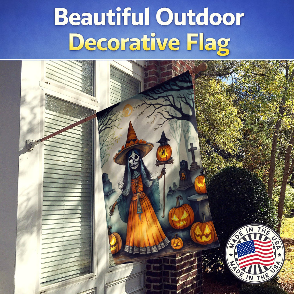 La Llorona Skeleton Spooky Halloween House Flag 28x40 Porch Sleeve Pole Decorative Outside Yard Banner Artwork Wall Hanging, Polyester