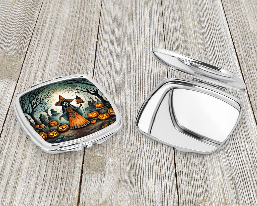 La Llorona Skeleton Spooky Halloween Compact Mirror Decorative Travel Makeup Mirror for Women Girls Gifts Pocket Makeup Mirror Folding Handheld