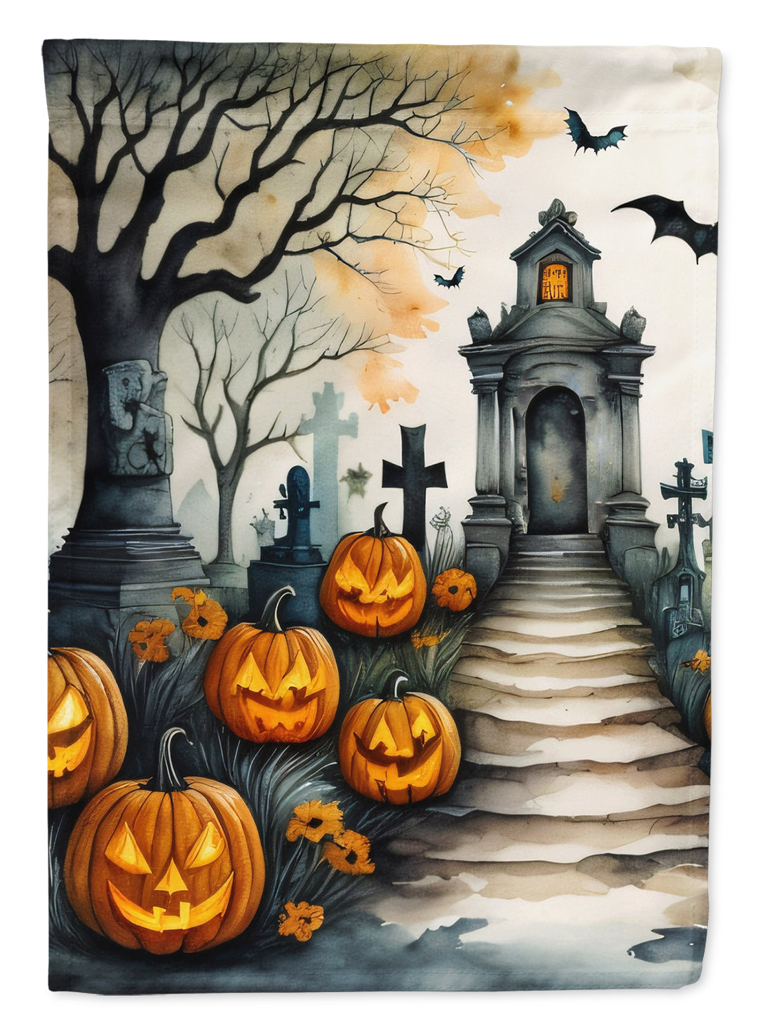 Marigold Spooky Halloween House Flag 28x40 Porch Sleeve Pole Decorative Outside Yard Banner Artwork Wall Hanging, Polyester