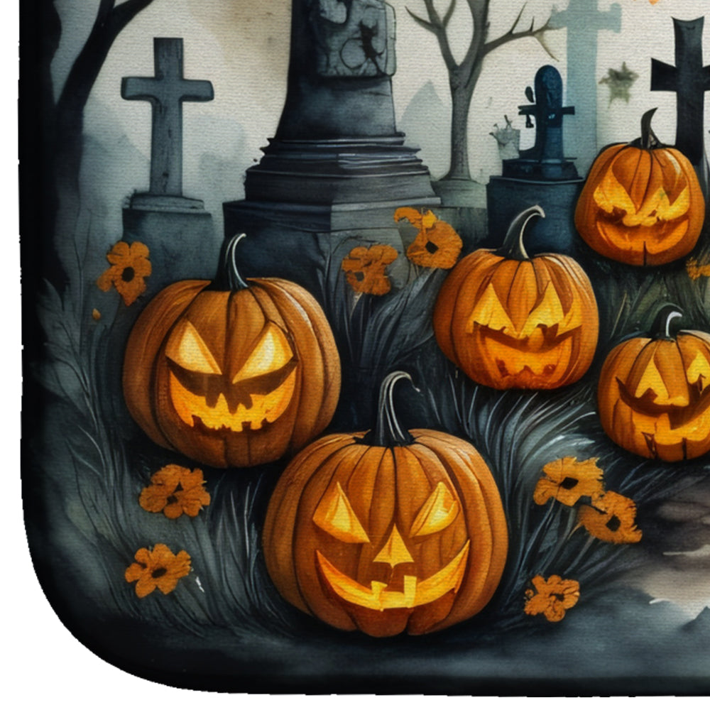 Marigold Spooky Halloween Dish Drying Mat Absorbent Dish Drying Mat Pad for Kitchen Counter Dish Drainer Mat for Countertop, 14 x 21", Multicolor