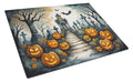 Marigold Spooky Halloween Cutting Board Tempered Glass Kitchen Cutting Surface, Heat Resistant Chopping, Non-Slip Feet, Food Prep & Serving