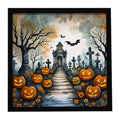 Marigold Spooky Halloween Framed Metal Print Bathroom, Kitchen, Office, Home Decor Wall Art Ready to Hang, Square, 8X8