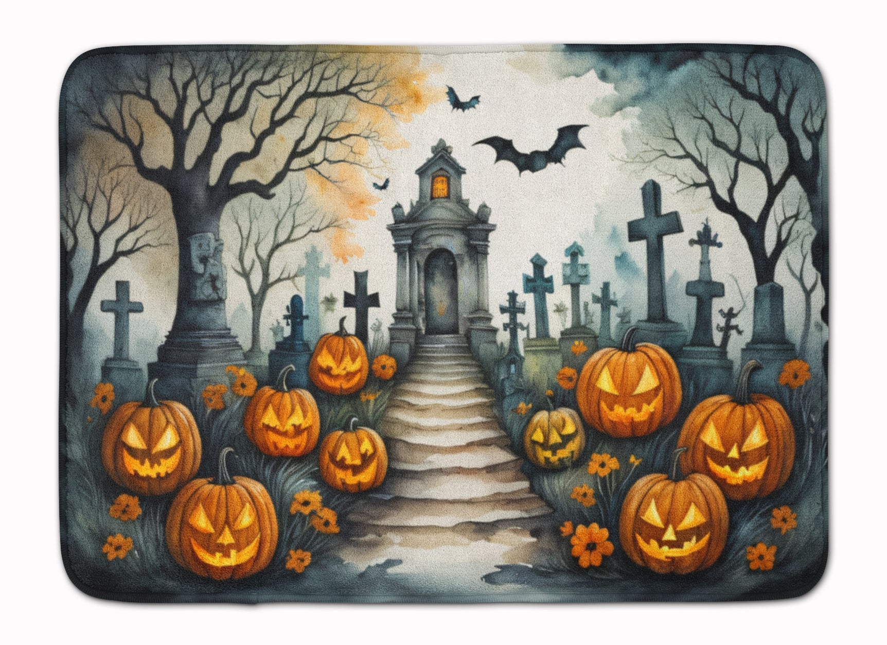 Marigold Spooky Halloween Memory Foam Kitchen Mat Machine Washable Anti-Fatigue Cushion Comfort Bath or Kitchen Rug