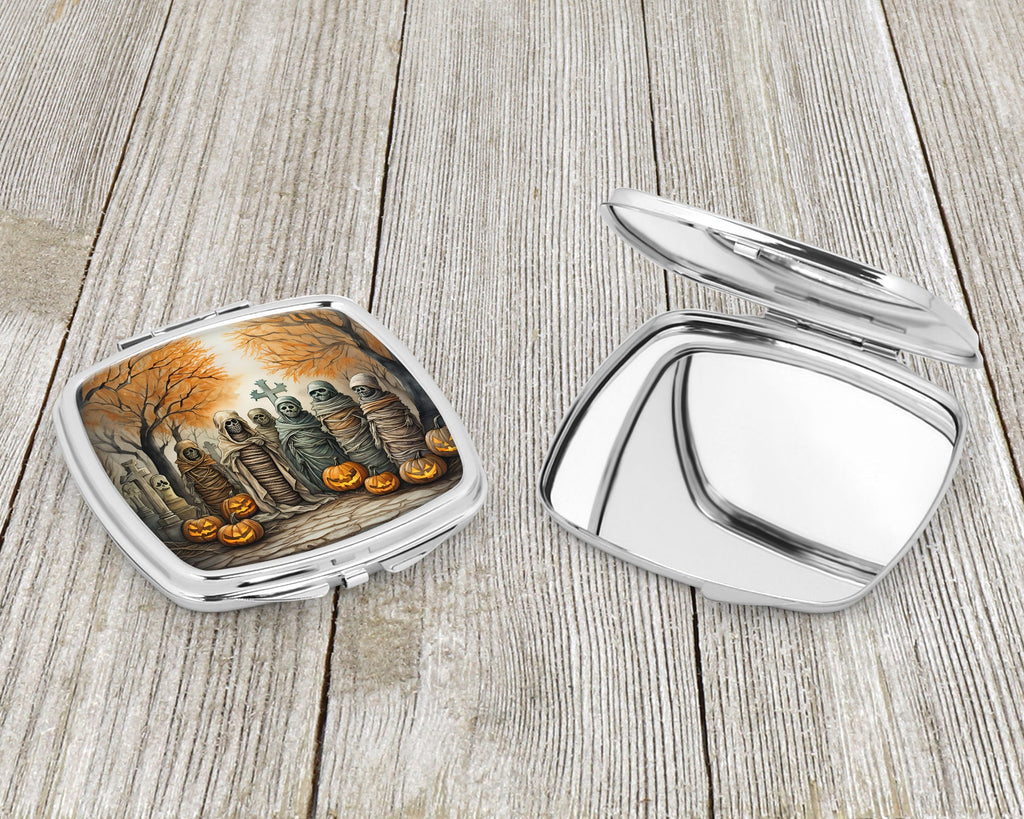 Mummies Spooky Halloween Compact Mirror Decorative Travel Makeup Mirror for Women Girls Gifts Pocket Makeup Mirror Folding Handheld