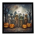 Mummies Spooky Halloween Framed Metal Print Bathroom, Kitchen, Office, Home Decor Wall Art Ready to Hang, Square, 8X8