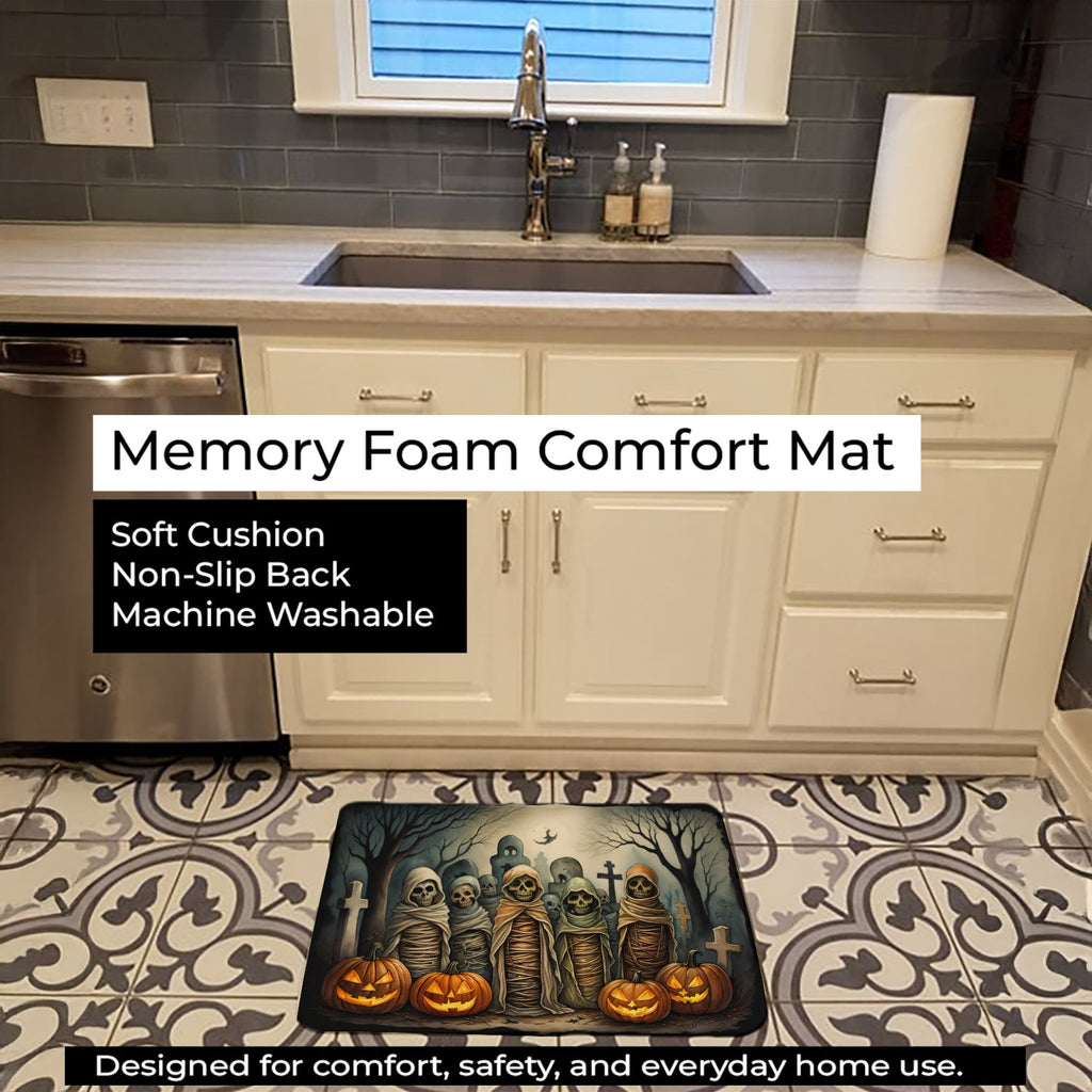Mummies Spooky Halloween Memory Foam Kitchen Mat Machine Washable Anti-Fatigue Cushion Comfort Bath or Kitchen Rug