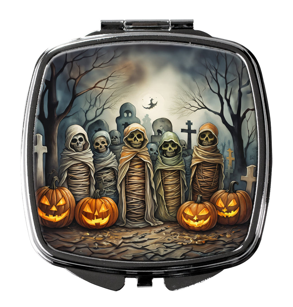 Mummies Spooky Halloween Compact Mirror Decorative Travel Makeup Mirror for Women Girls Gifts Pocket Makeup Mirror Folding Handheld