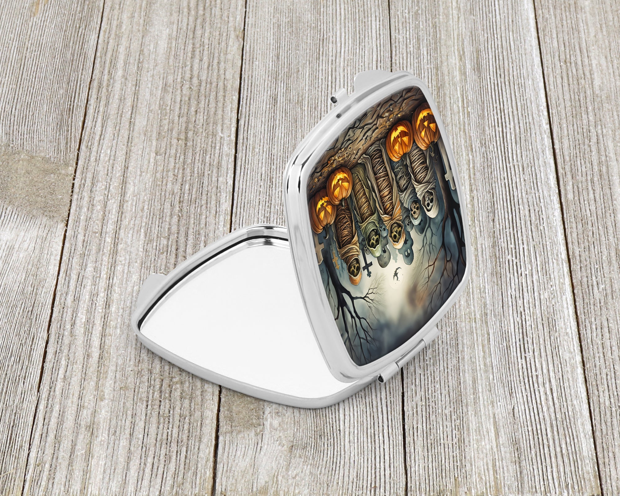 Mummies Spooky Halloween Compact Mirror Decorative Travel Makeup Mirror for Women Girls Gifts Pocket Makeup Mirror Folding Handheld