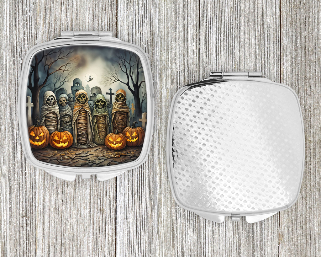 Mummies Spooky Halloween Compact Mirror Decorative Travel Makeup Mirror for Women Girls Gifts Pocket Makeup Mirror Folding Handheld