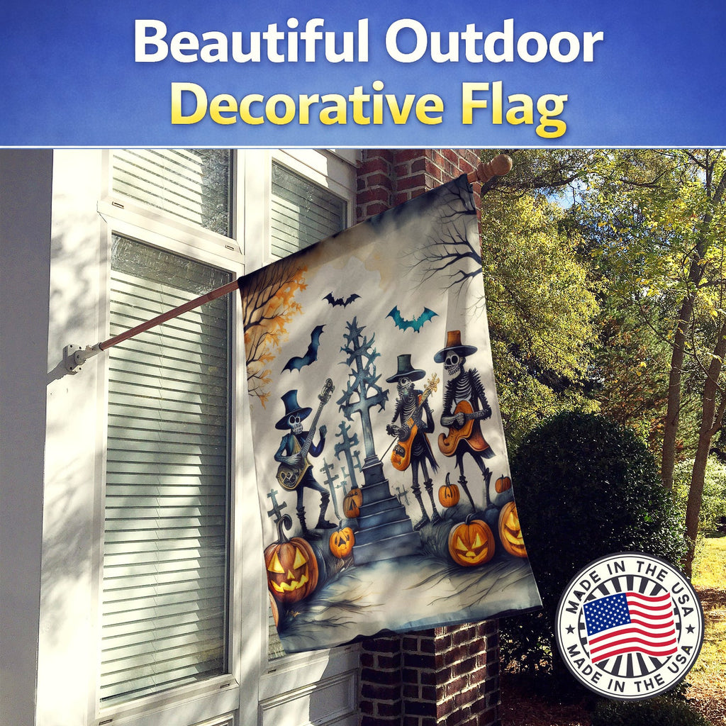 Mariachi Skeleton Band Spooky Halloween House Flag 28x40 Porch Sleeve Pole Decorative Outside Yard Banner Artwork Wall Hanging, Polyester