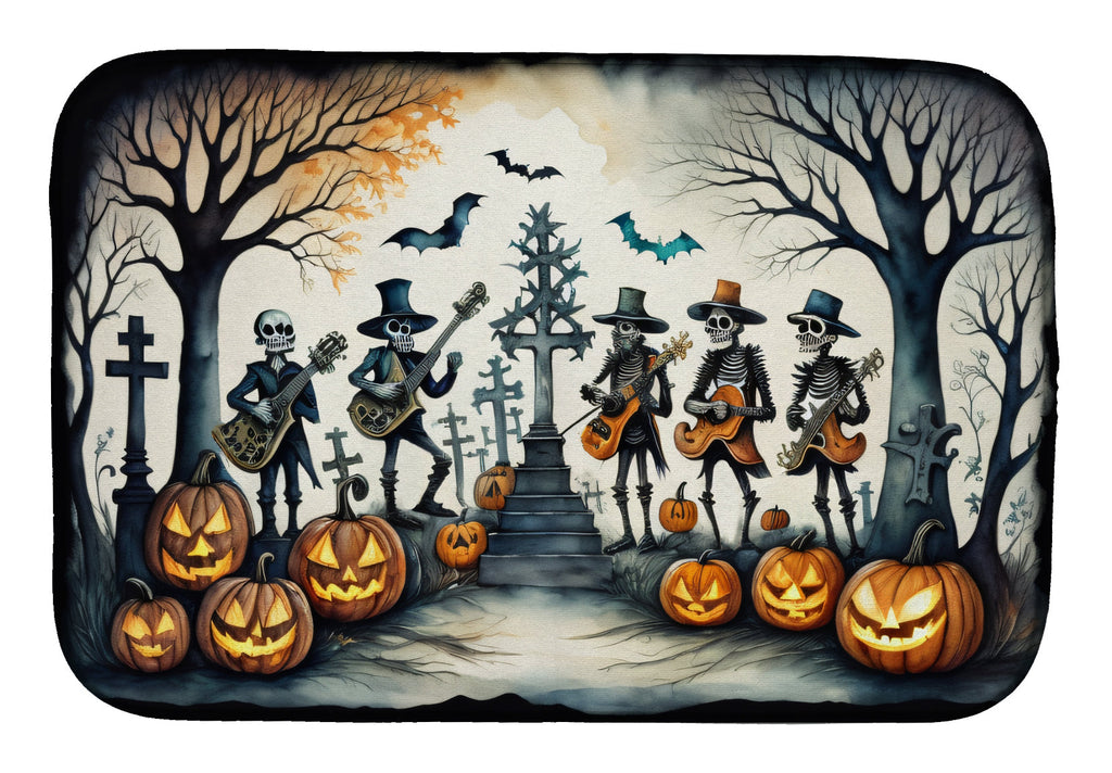 Mariachi Skeleton Band Spooky Halloween Dish Drying Mat Absorbent Dish Drying Mat Pad for Kitchen Counter Dish Drainer Mat for Countertop, 14 x 21", Multicolor