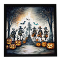 Mariachi Skeleton Band Spooky Halloween Framed Metal Print Bathroom, Kitchen, Office, Home Decor Wall Art Ready to Hang, Square, 8X8