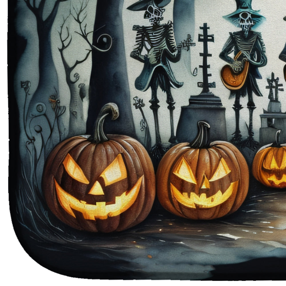 Mariachi Skeleton Band Spooky Halloween Dish Drying Mat Absorbent Dish Drying Mat Pad for Kitchen Counter Dish Drainer Mat for Countertop, 14 x 21", Multicolor