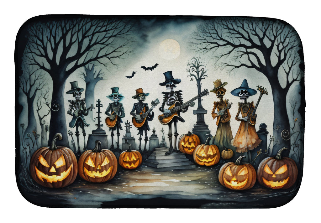 Mariachi Skeleton Band Spooky Halloween Dish Drying Mat Absorbent Dish Drying Mat Pad for Kitchen Counter Dish Drainer Mat for Countertop, 14 x 21", Multicolor