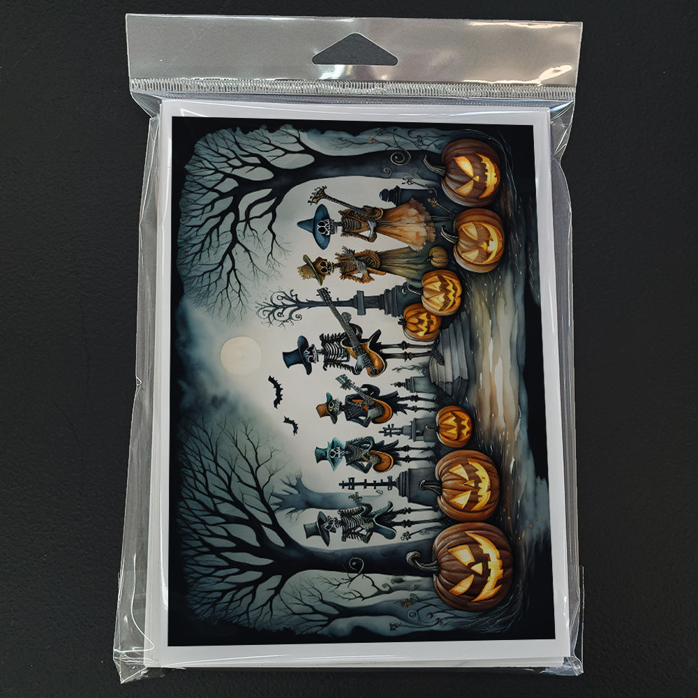 Mariachi Skeleton Band Spooky Halloween Greeting Cards Pack of 8 Blank Cards with Envelopes Whimsical A7 Size 5x7