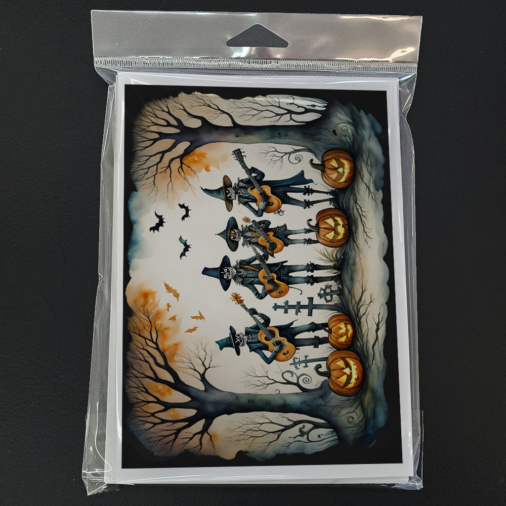 Mariachi Skeleton Band Spooky Halloween Greeting Cards Pack of 8 Blank Cards with Envelopes Whimsical A7 Size 5x7