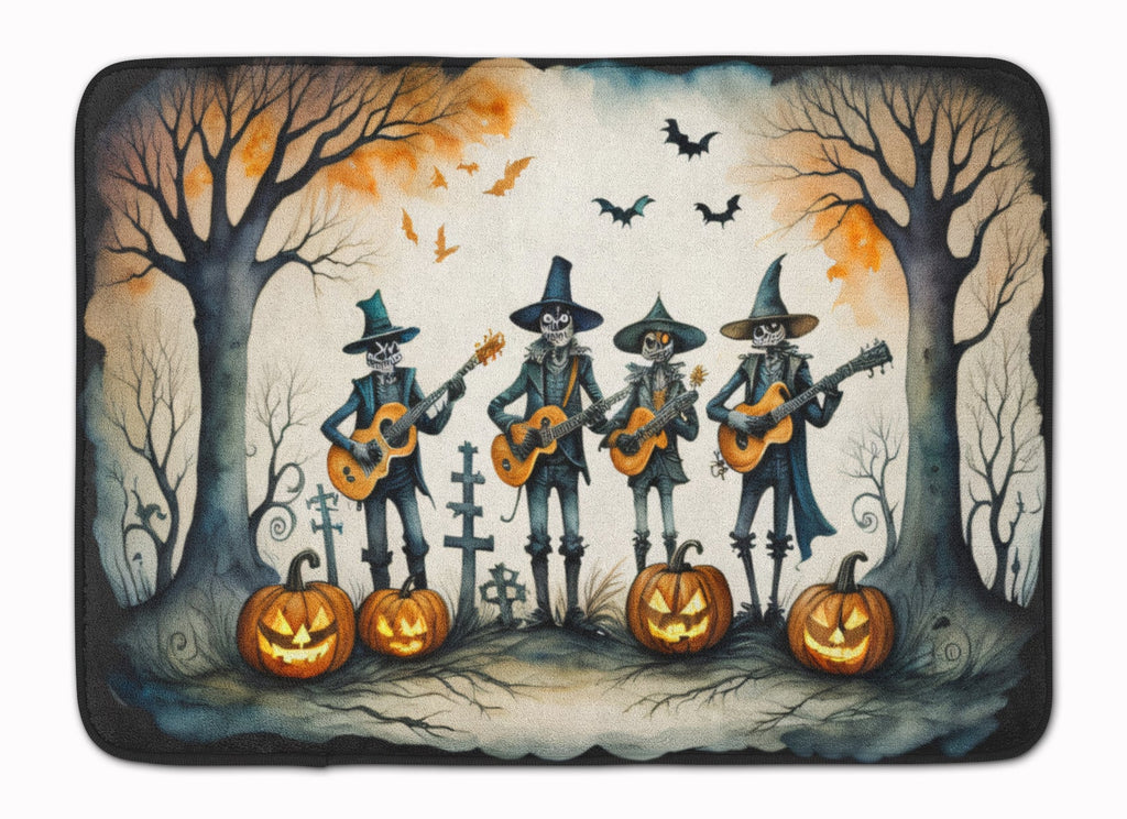 Mariachi Skeleton Band Spooky Halloween Memory Foam Kitchen Mat Machine Washable Anti-Fatigue Cushion Comfort Bath or Kitchen Rug