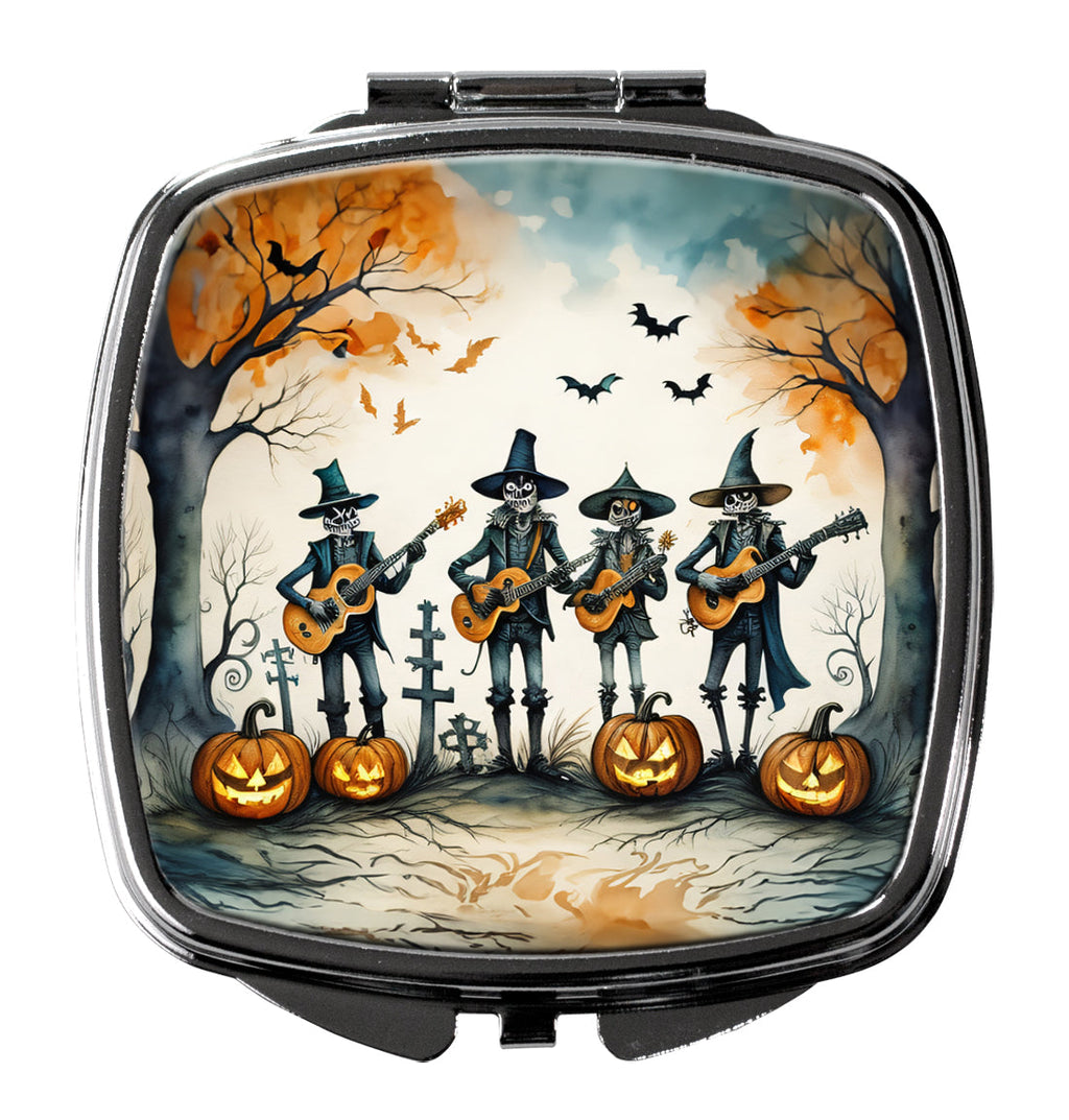 Mariachi Skeleton Band Spooky Halloween Compact Mirror Decorative Travel Makeup Mirror for Women Girls Gifts Pocket Makeup Mirror Folding Handheld