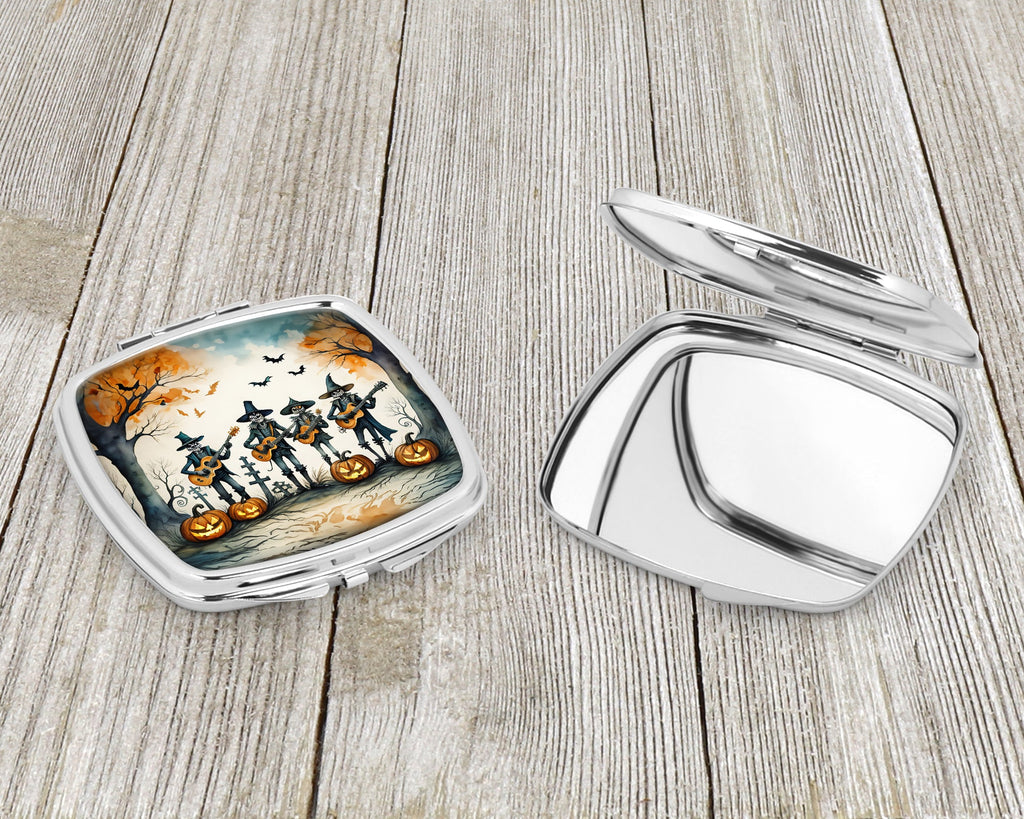 Mariachi Skeleton Band Spooky Halloween Compact Mirror Decorative Travel Makeup Mirror for Women Girls Gifts Pocket Makeup Mirror Folding Handheld
