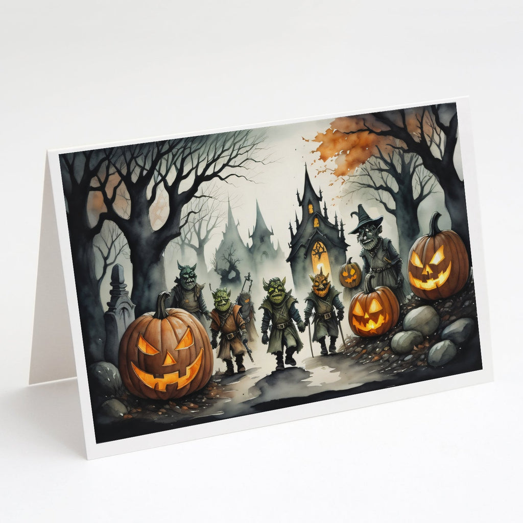 Orcs Spooky Halloween Greeting Cards Pack of 8 Blank Cards with Envelopes Whimsical A7 Size 5x7