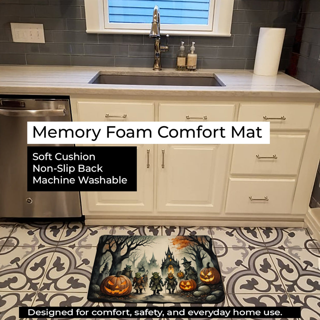 Orcs Spooky Halloween Memory Foam Kitchen Mat Machine Washable Anti-Fatigue Cushion Comfort Bath or Kitchen Rug