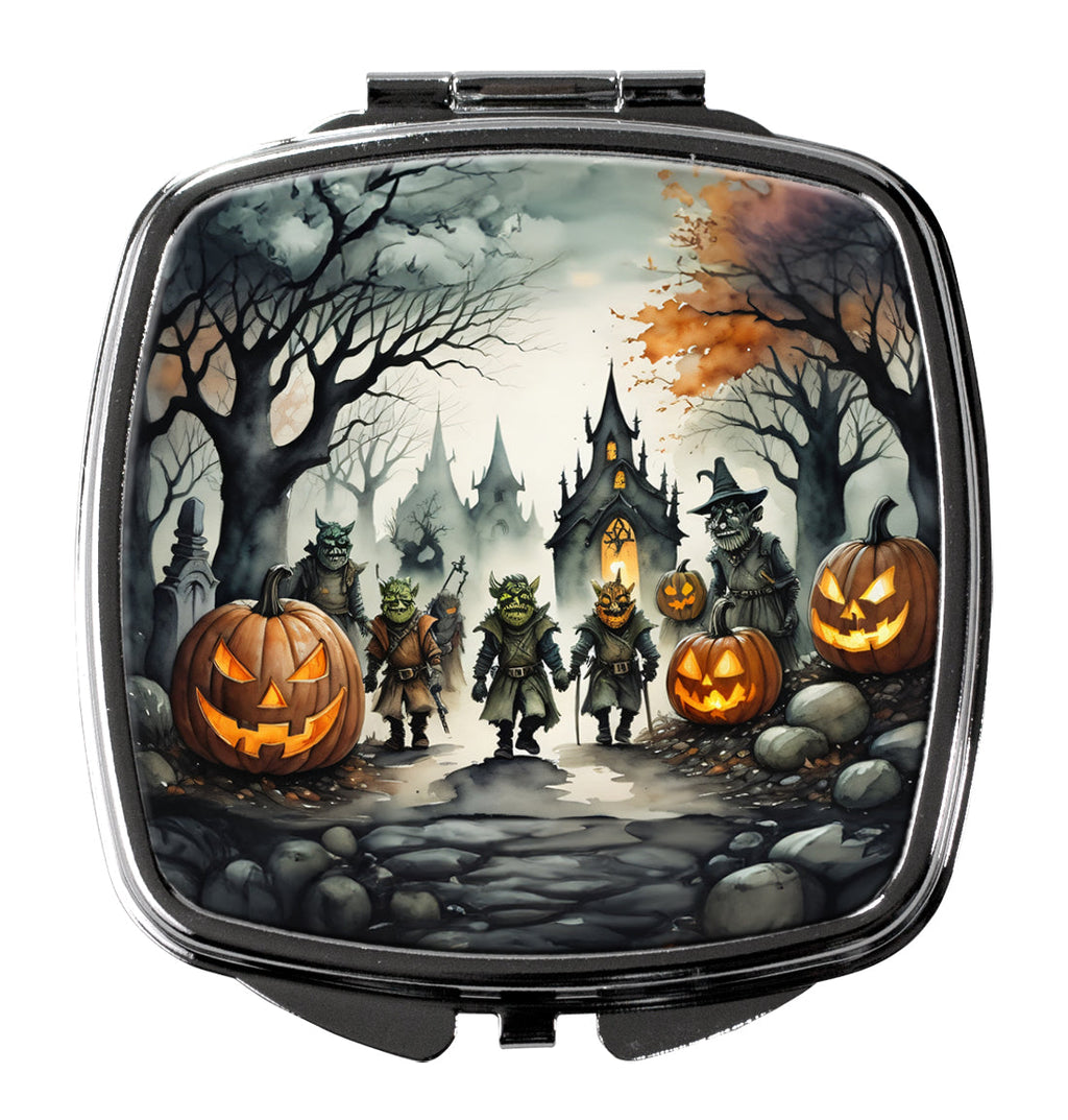Orcs Spooky Halloween Compact Mirror Decorative Travel Makeup Mirror for Women Girls Gifts Pocket Makeup Mirror Folding Handheld
