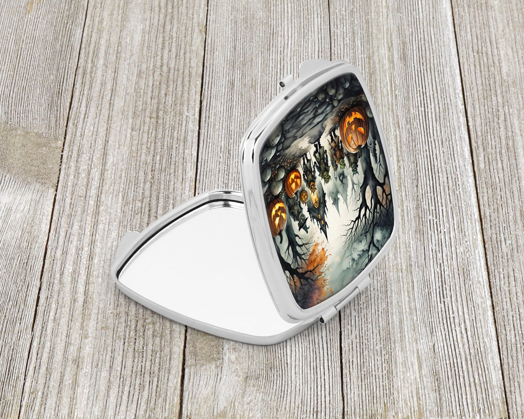 Orcs Spooky Halloween Compact Mirror Decorative Travel Makeup Mirror for Women Girls Gifts Pocket Makeup Mirror Folding Handheld